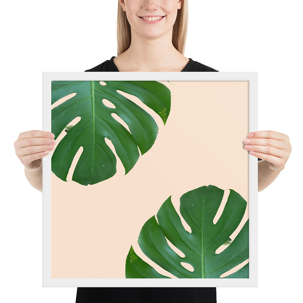 Thumbnail: Framed Monstera Leaves Wall Art - Tropical Botanical Decor for Home