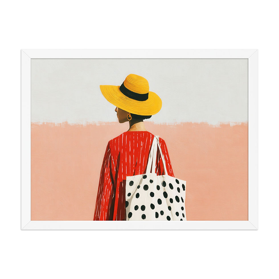 Thumbnail: Woman in a Yellow Hat Gouache Inspired Art Print  
