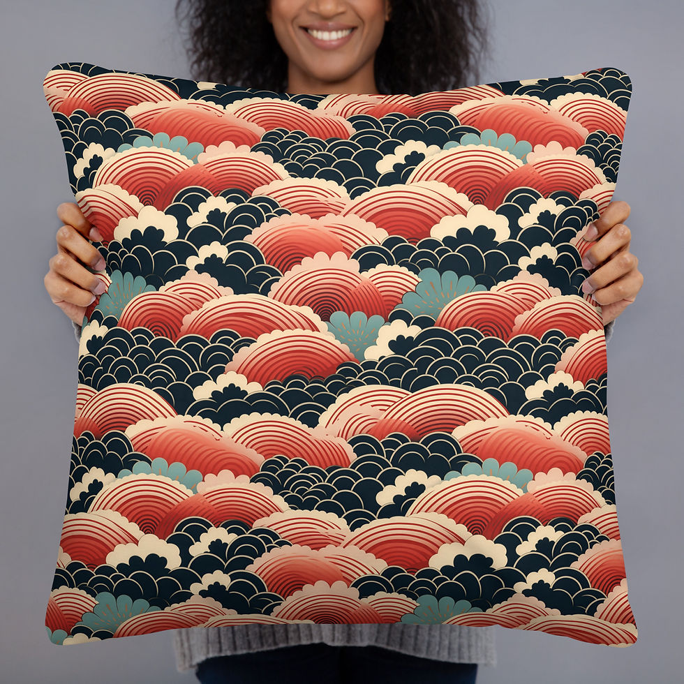Thumbnail: Japanese Art Deco Cushion – Fusion of Styles