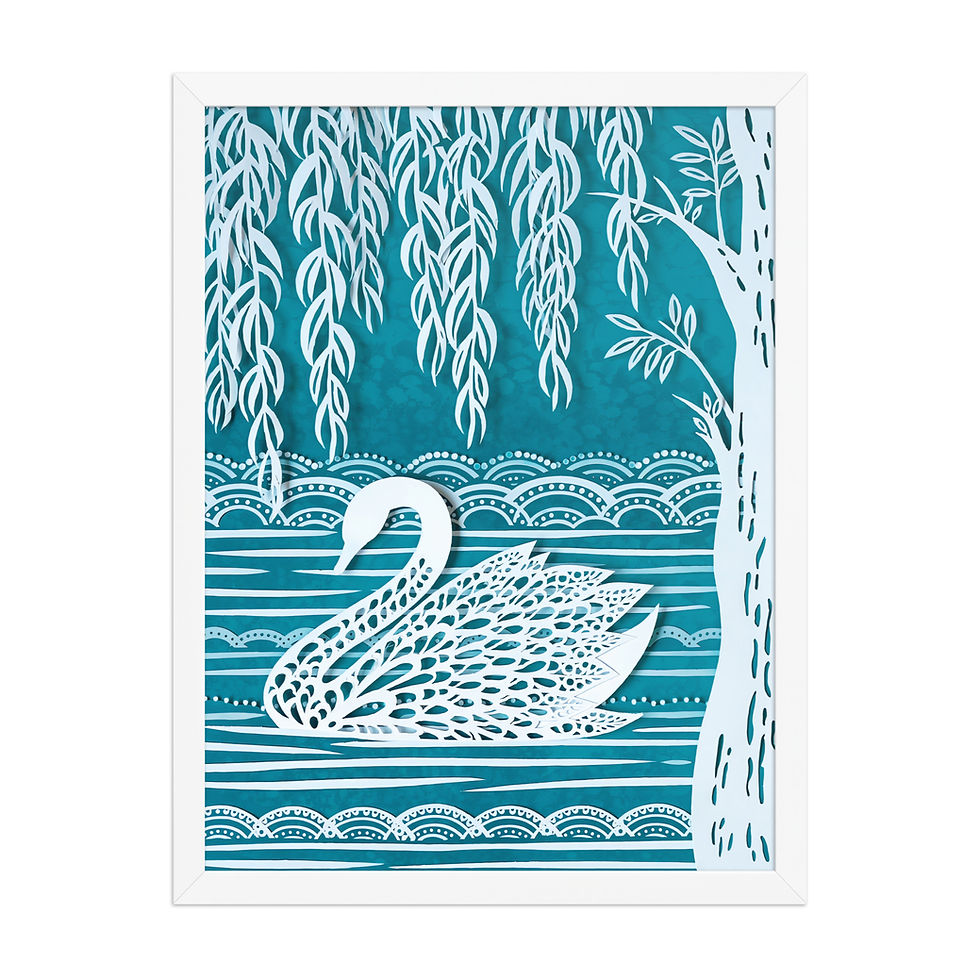Thumbnail: Paper Cut Swan Silhouette Framed Wall Art