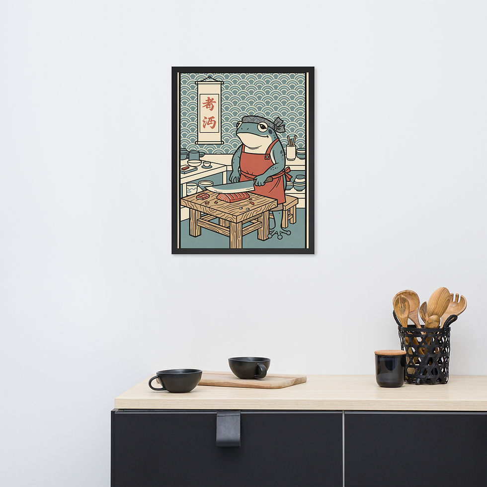 Thumbnail: Sushi Chef Frog Quirky Japanese Art Print