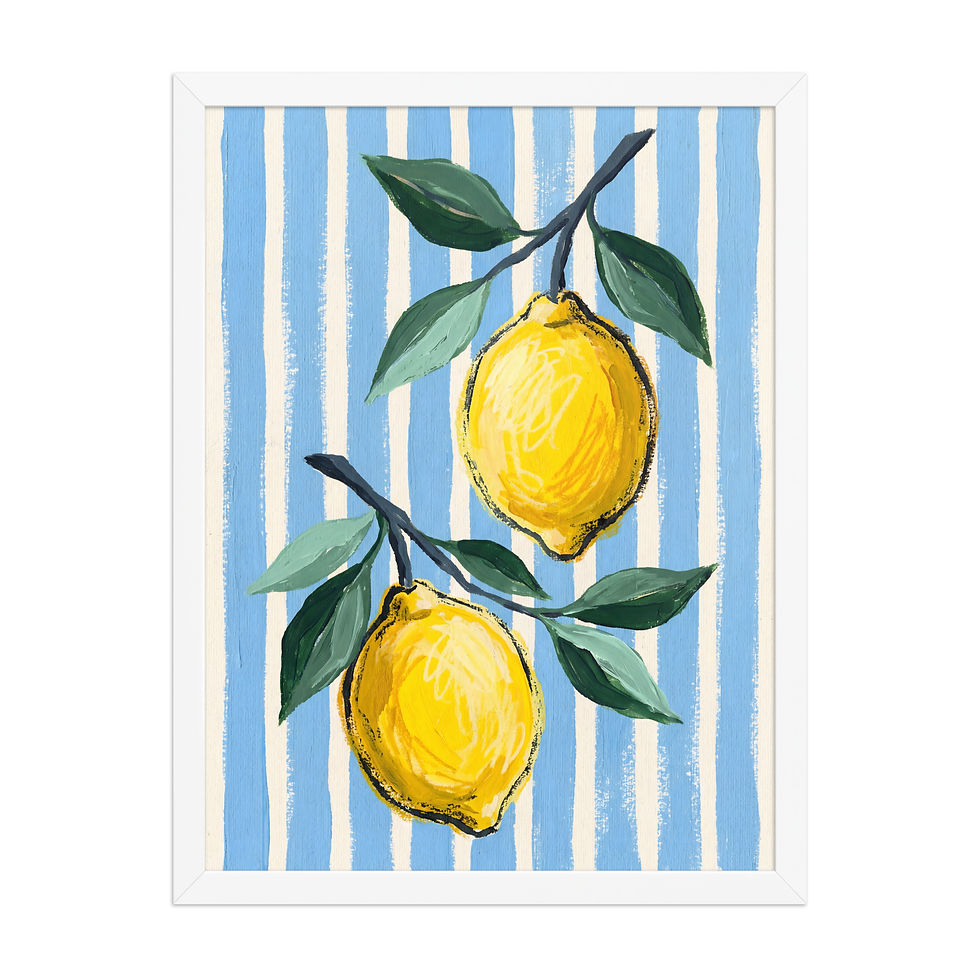 Thumbnail: Lemons on Stripes Framed Kitchen and Restaurant Mega Print
