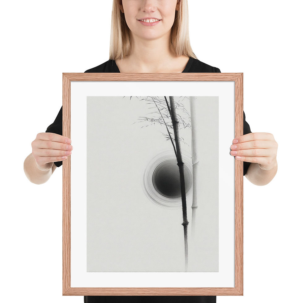 Thumbnail: Japandi Branch and Moon  in Sumi-e Inspired Ink Wash Print