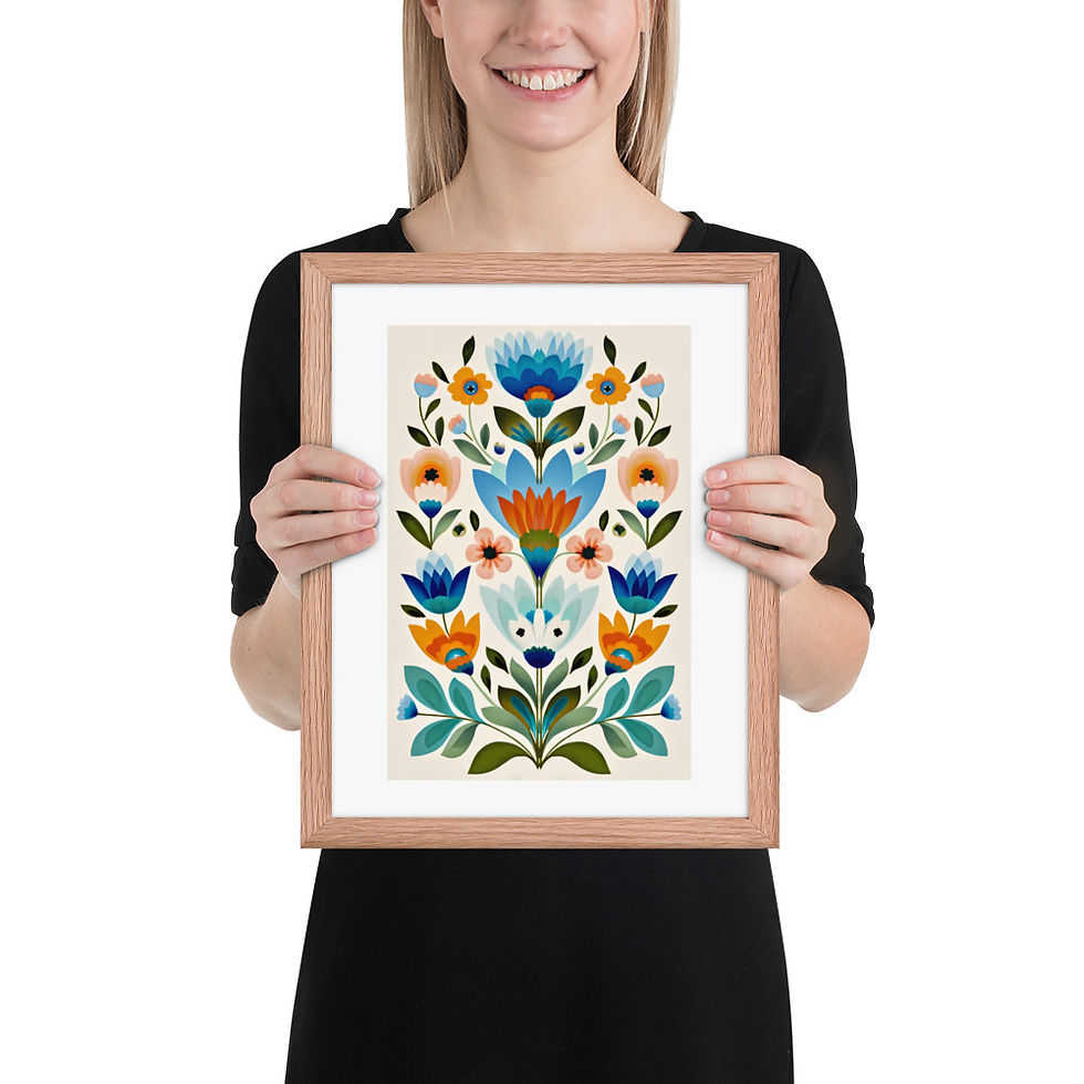Thumbnail: Folk Style Scandinavian Botanical Prints - Elegant Wall Art