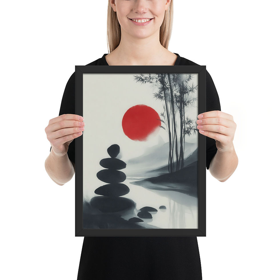Thumbnail: Japandi Landscape with a Red Sun