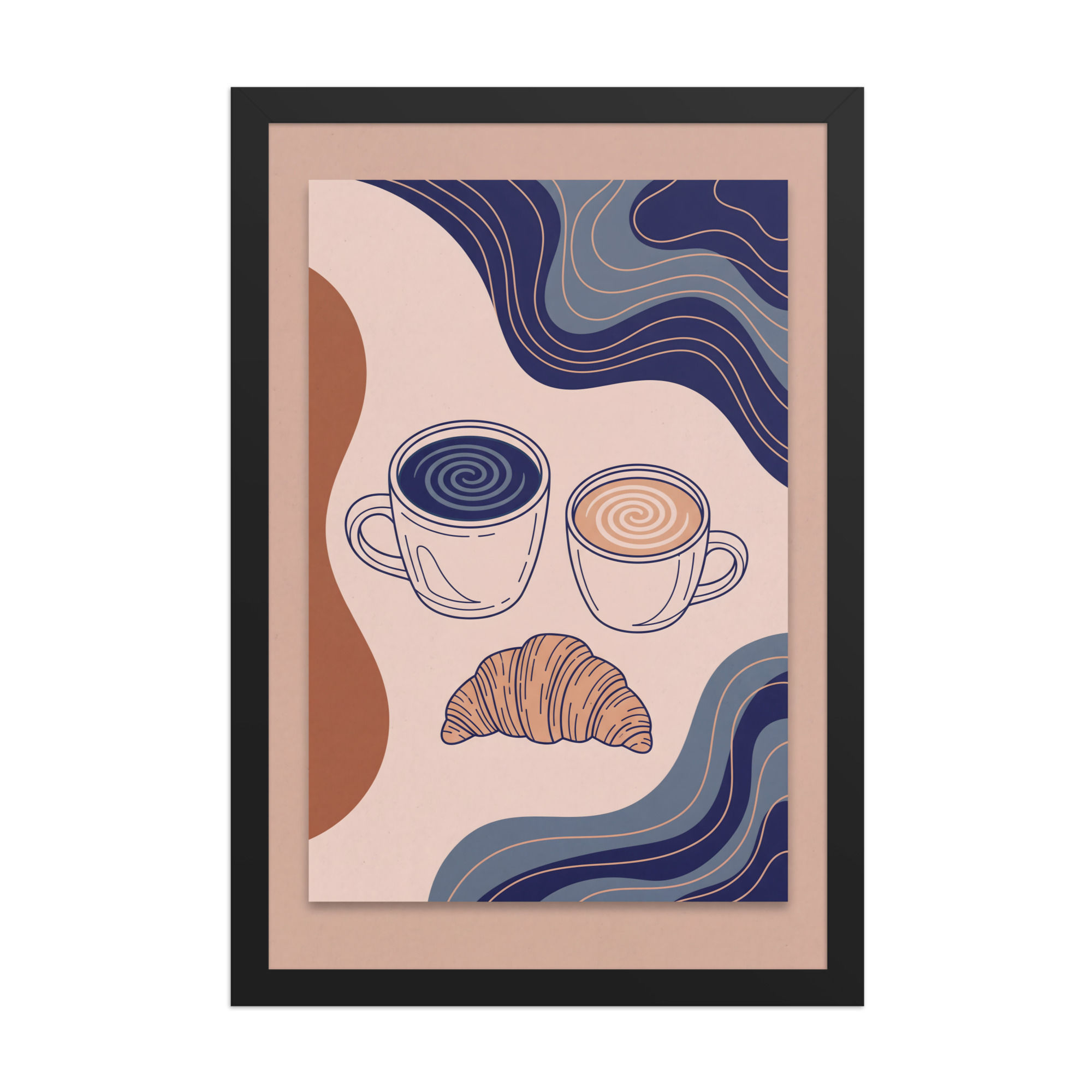 Tea, Coffee and a Croissant Modern Contemporary Mega Wall Art