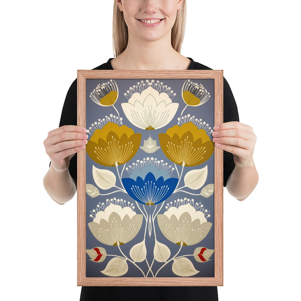 Thumbnail: Folk Style Scandinavian Botanical Prints - Elegant Wall Art