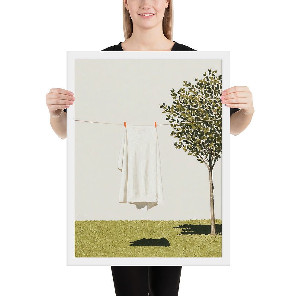 Thumbnail: Hanging Laundry Gouache Inspired Art Print 