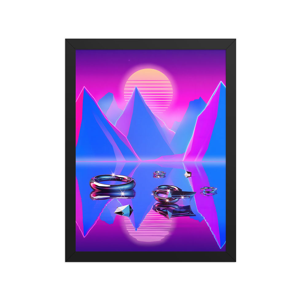 Thumbnail: Retro Neon Landscape Framed Wall Art