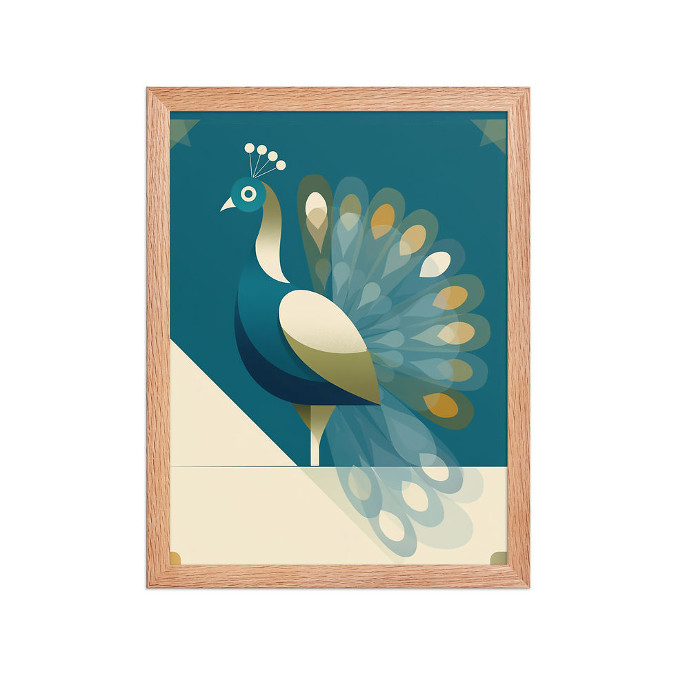 Thumbnail: Colorful Peacock Mid-century Animal Art Print
