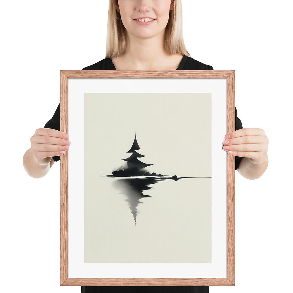 Thumbnail: Japandi Pine Tree Silhouette Reflection Sumi-e Inspired