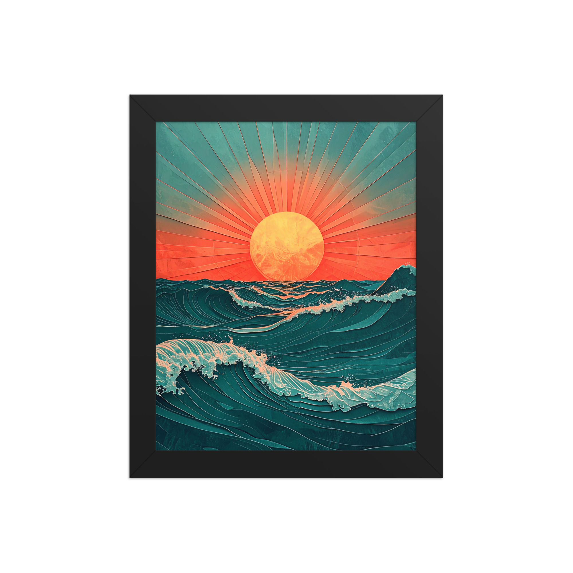 Moon Waves Framed Wall Art