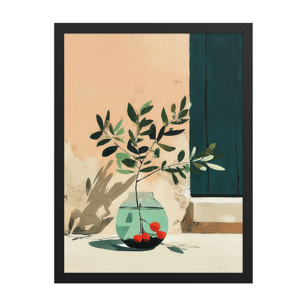 Thumbnail: Contemporary Gouache Wall Art - Framed Elegance