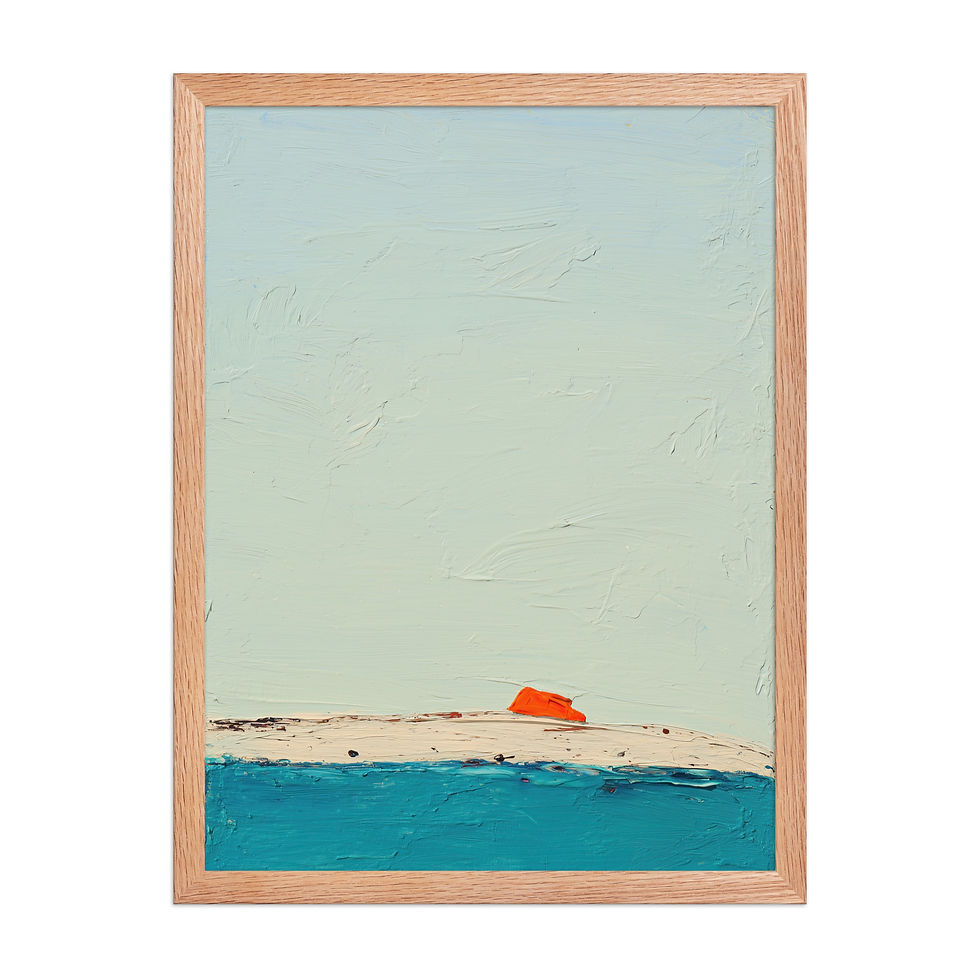 Thumbnail: Sunlit Coastal Shore Abstract Print | Framed Summer Landscape Art