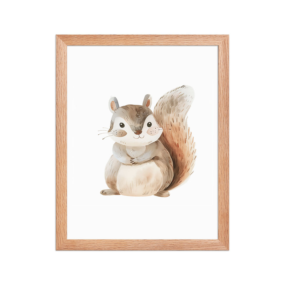 Thumbnail: Squirrel | Whimsical Framed Nursery Prints for Kids' Rooms | Adorable Wall Art