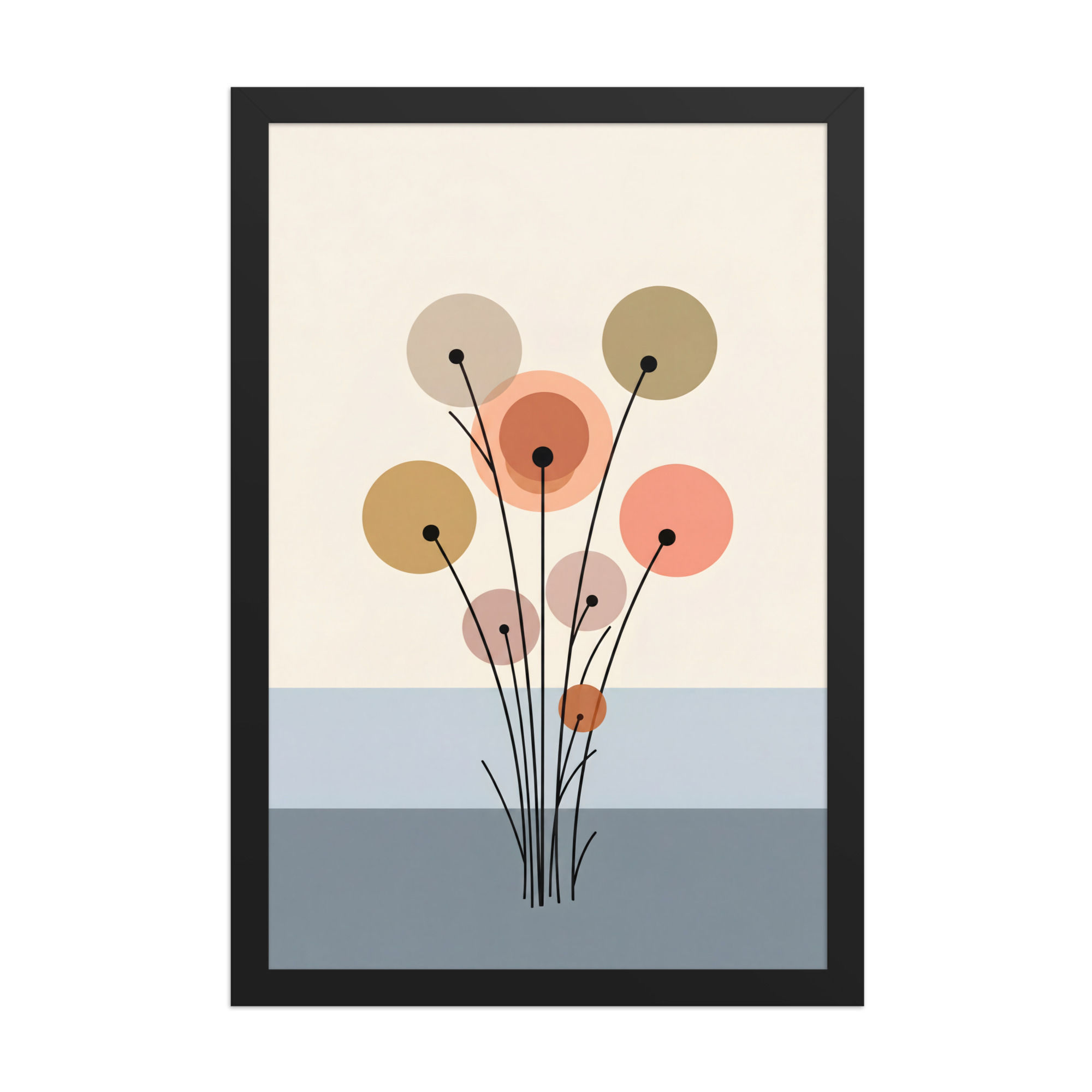 Orbit Blooms — Minimal Geometric Floral Framed Mega Print