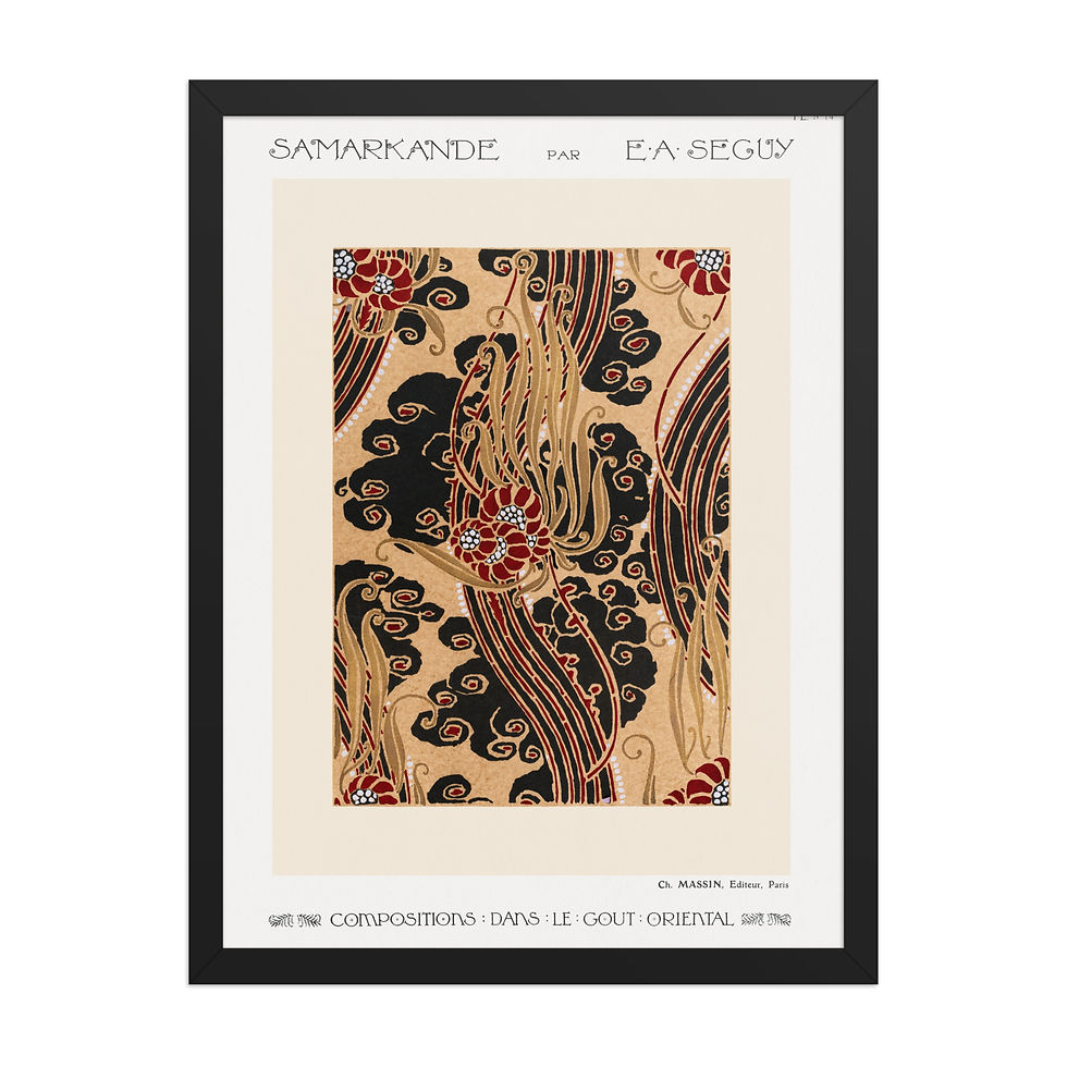 Thumbnail: Flower pattern Art Deco stencil print in oriental style vi | Samarkande | Seguy