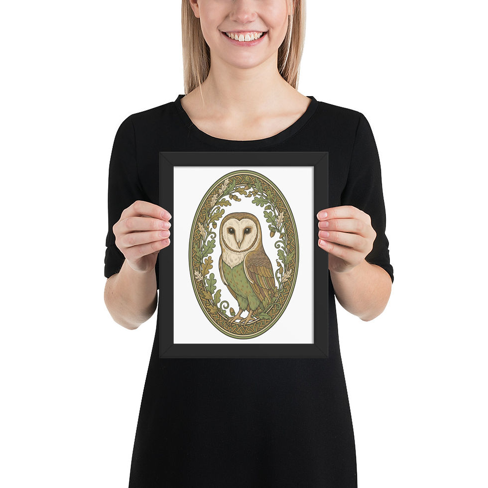 Thumbnail: Barn Owl Rounded Motif Wall Art Print