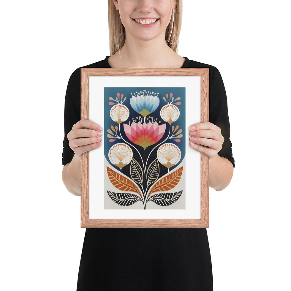 Thumbnail: Folk Style Scandinavian Botanical Prints - Elegant Wall Art