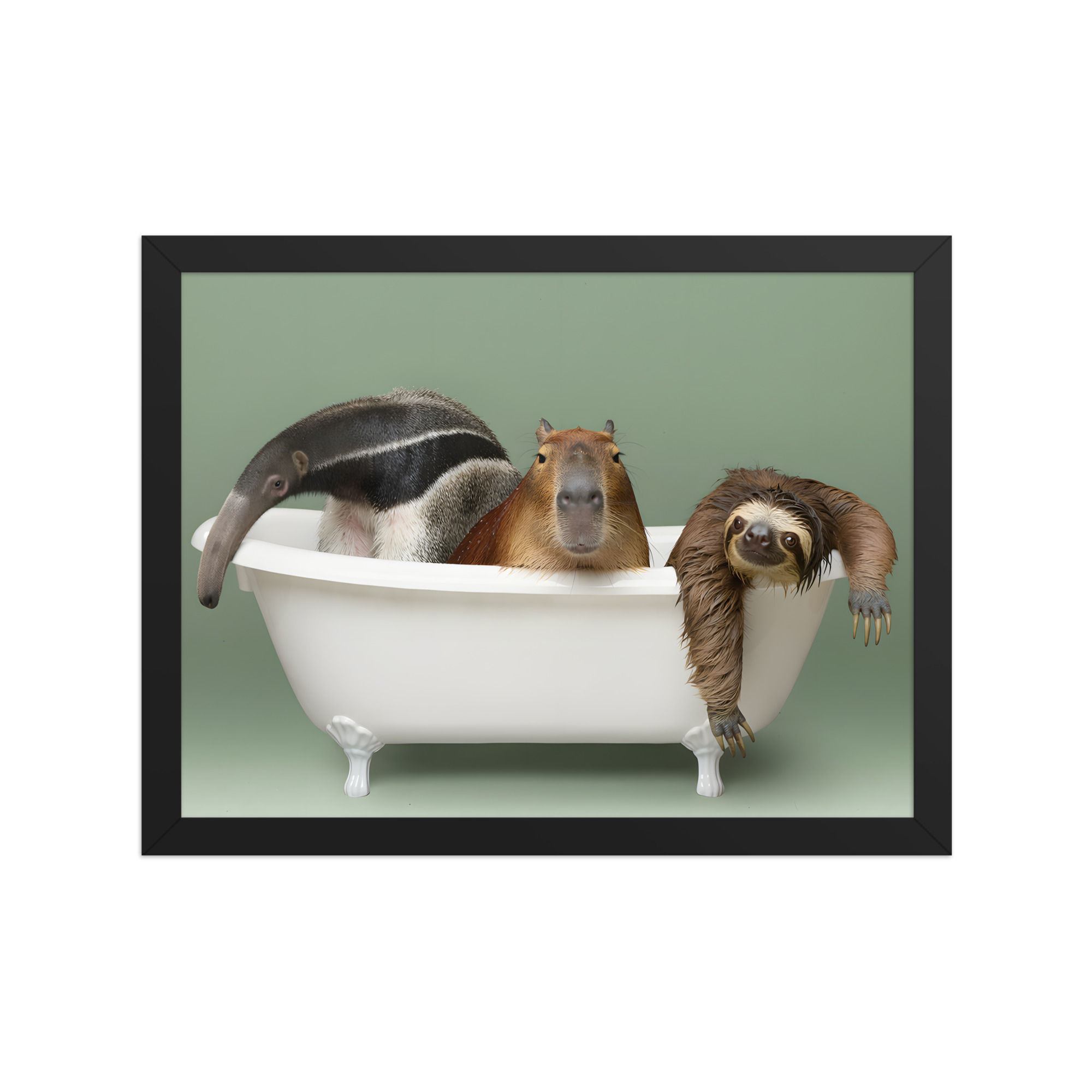 Animals in a Bathtub Art Print