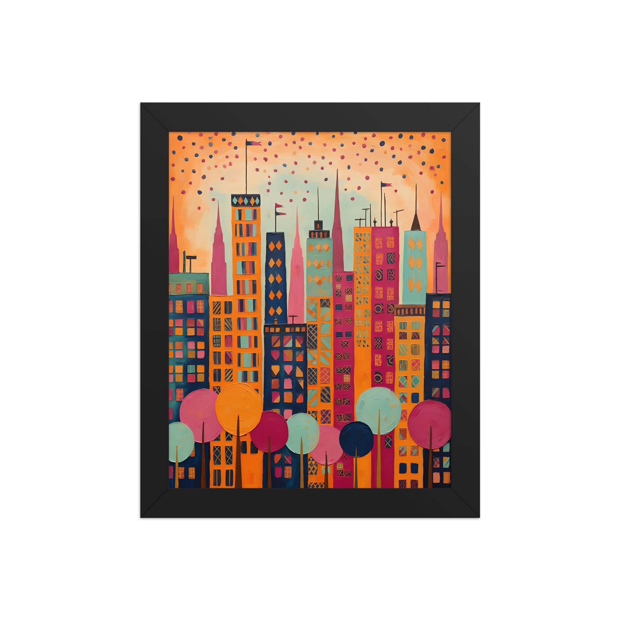 Colorful Town Houses Framed Wall Art