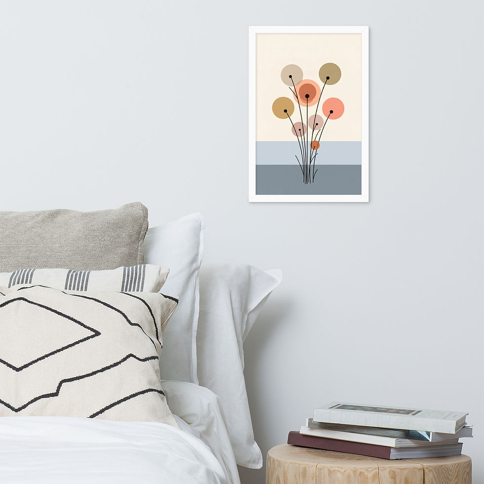 Thumbnail: Orbit Blooms — Minimal Geometric Floral Framed Mega Print