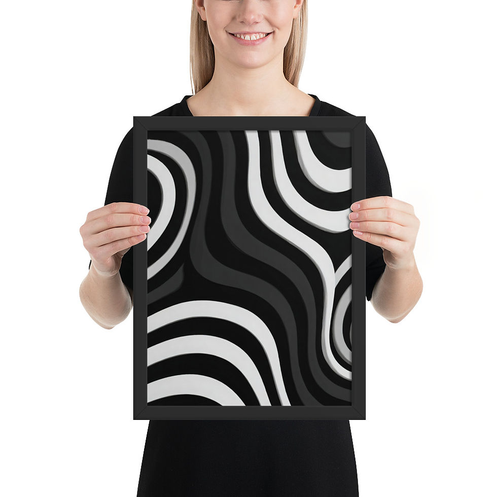 Thumbnail: Black & Beige Abstract Wall Art Print 