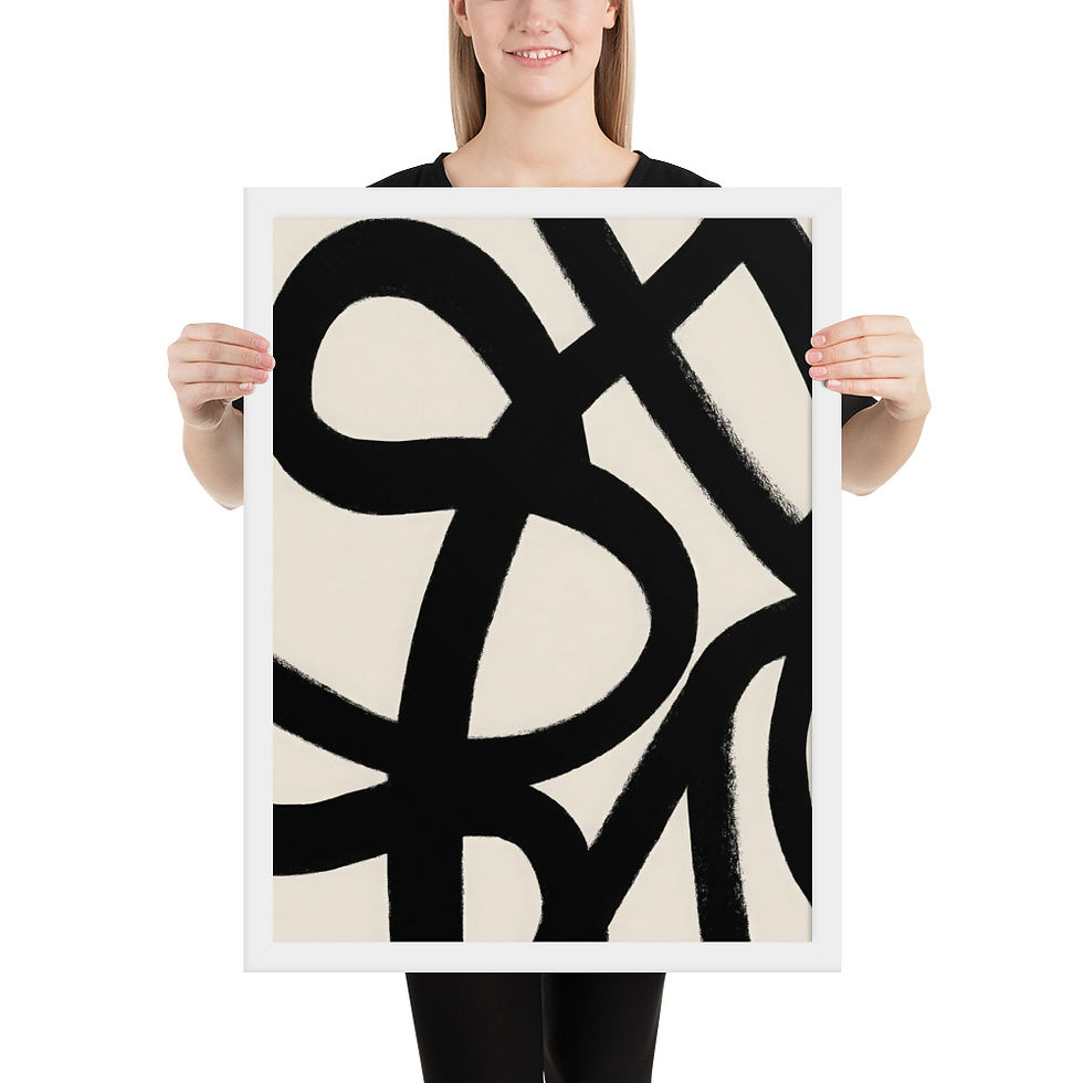 Thumbnail: Black & Beige Abstract Wall Art Print 