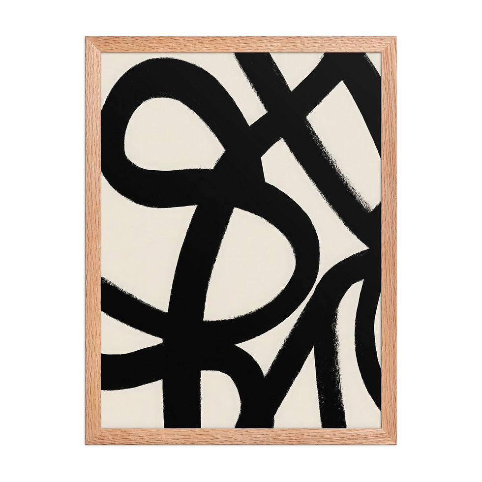 Thumbnail: Black & Beige Abstract Wall Art Print 