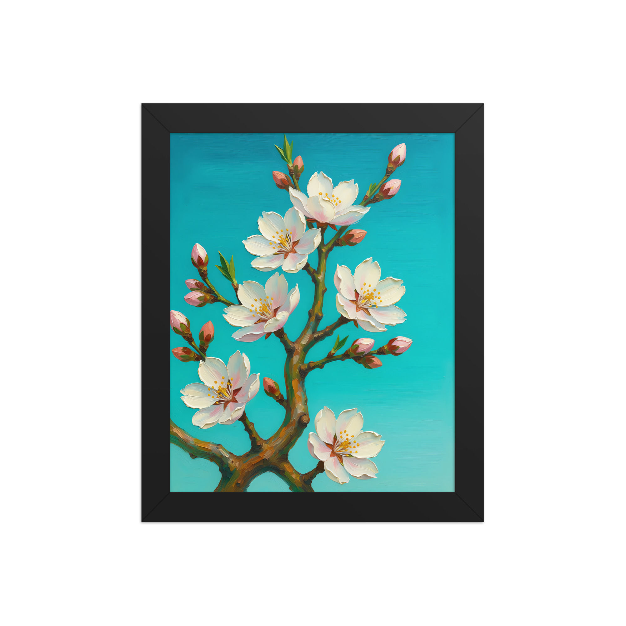 Blue Almond Blossom Wall Art Print