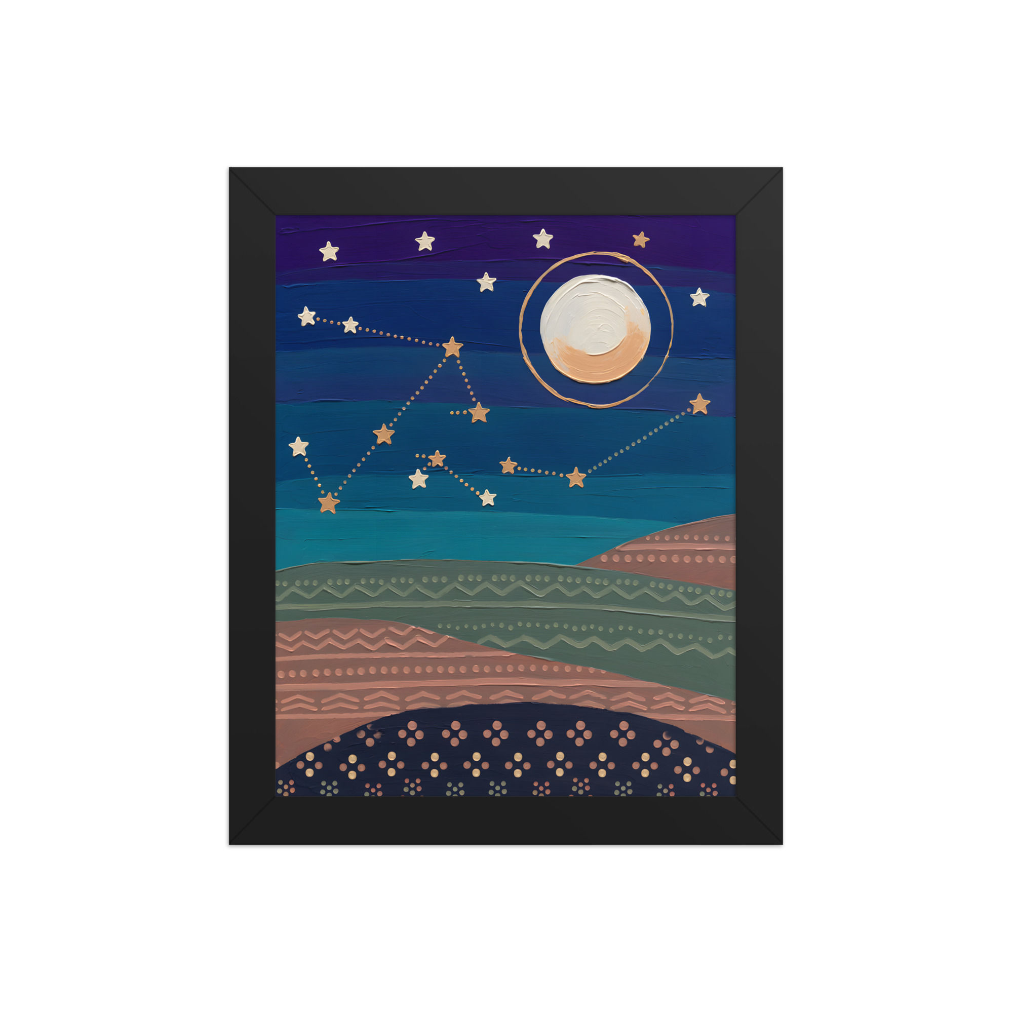 Abstract Moon and Constellations Art Print