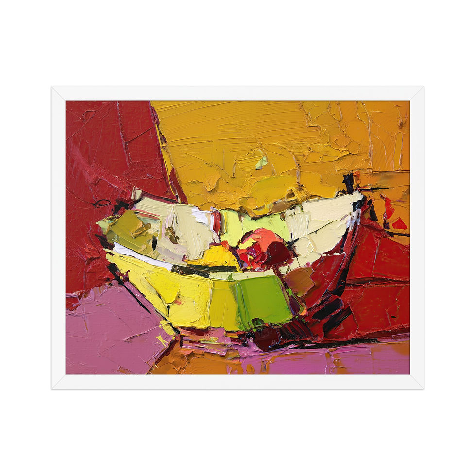 Thumbnail: Vibrant Expressionist Still Life Fruit Print | Framed Kitchen Canvas Art