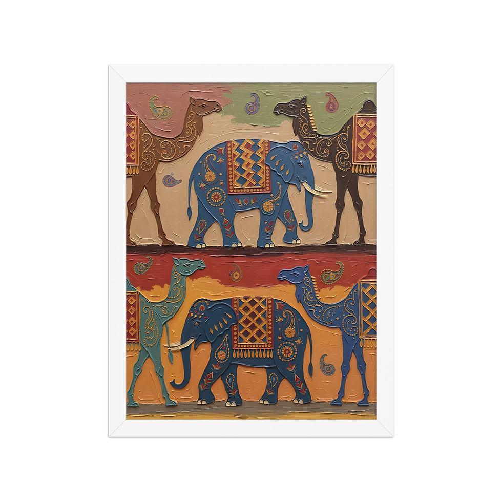 Thumbnail: Elephant and Camel Parade Abstract Art Print
