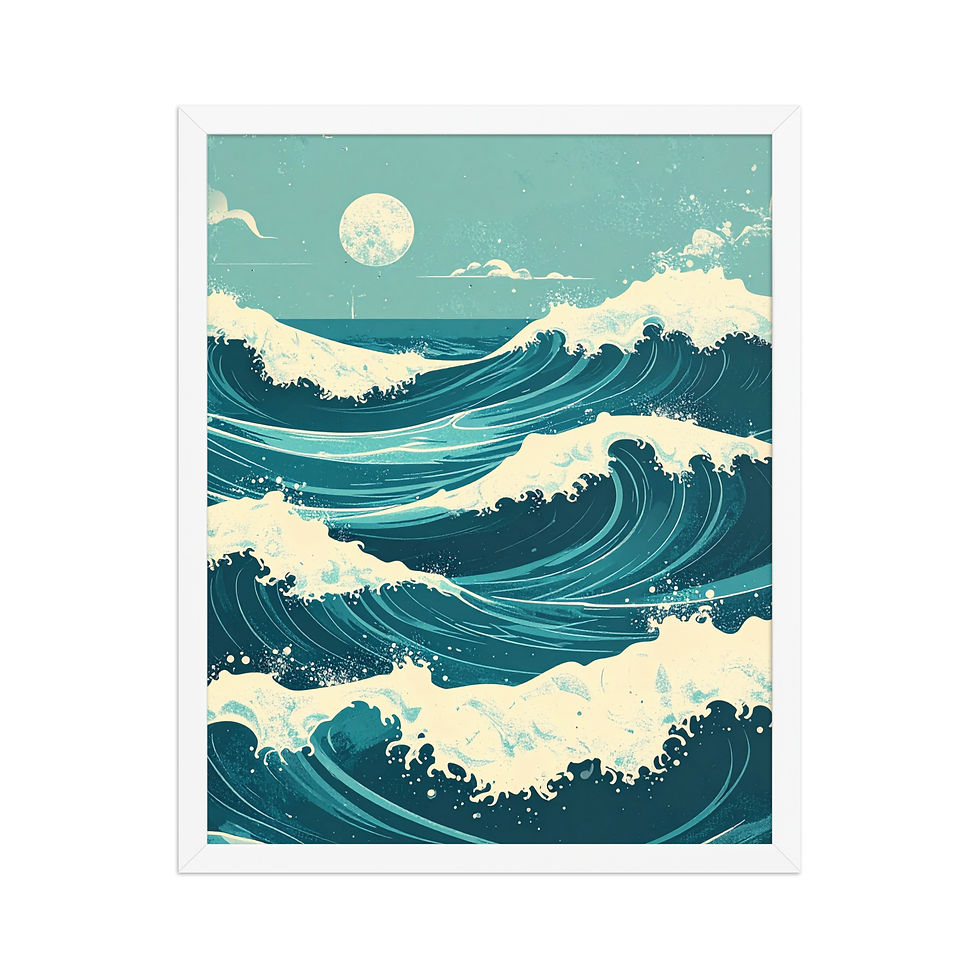 Thumbnail: Moon and Waves Art Print