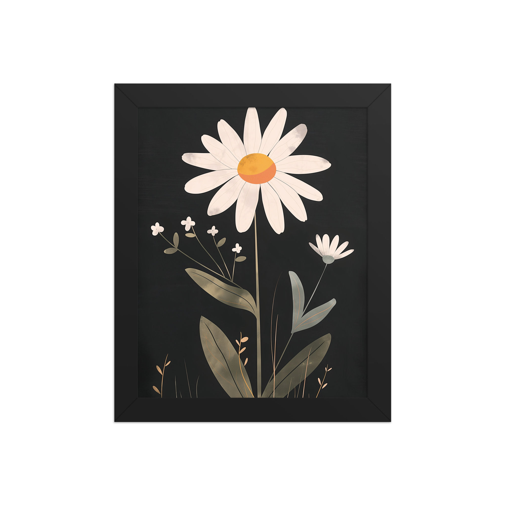 Minimalist Botanical Wall Art Daisy | Moody Black & White Daisy Print