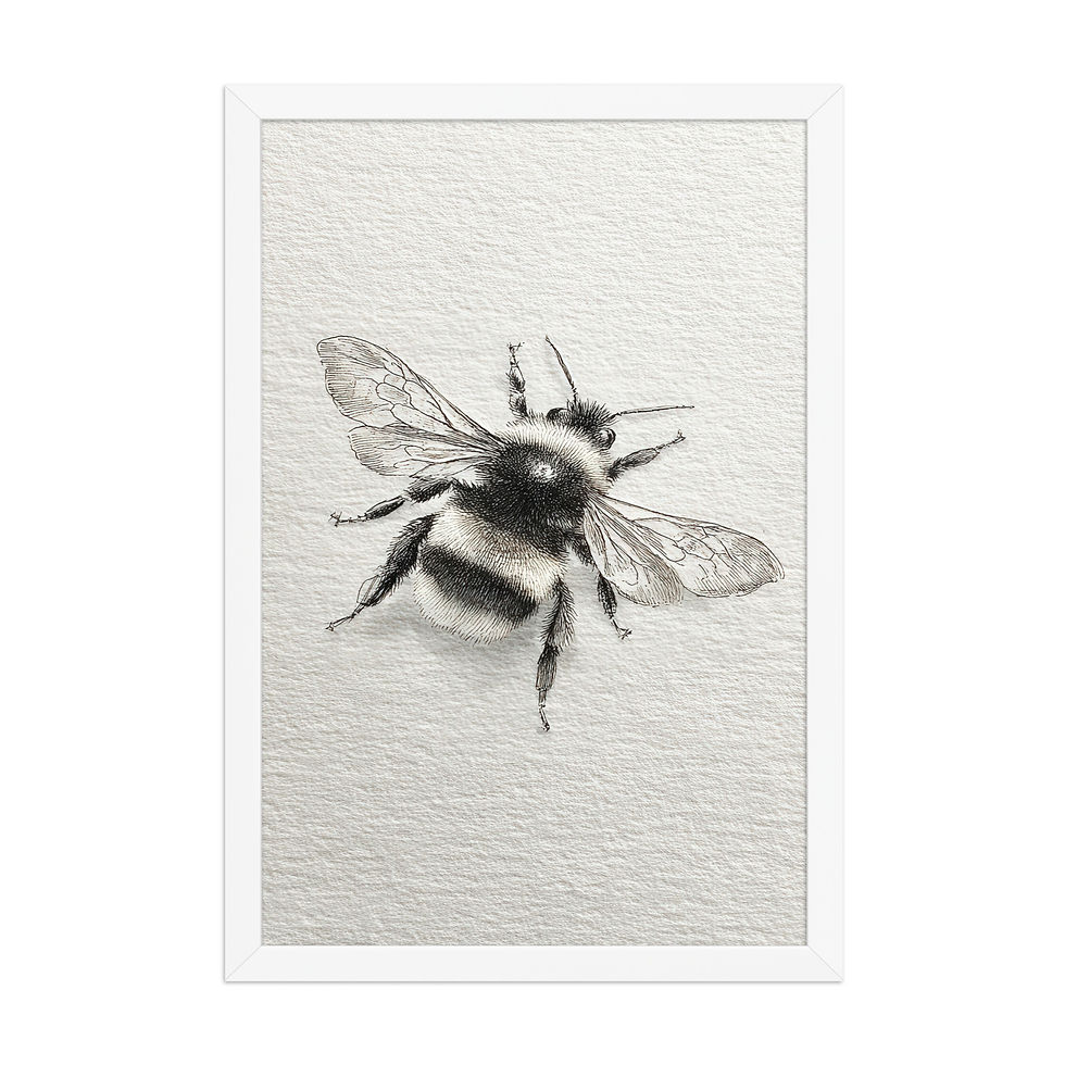 Thumbnail: Bumblebee Sketch Print | Minimalist Insect Wall Art Monochrome Framed Decor
