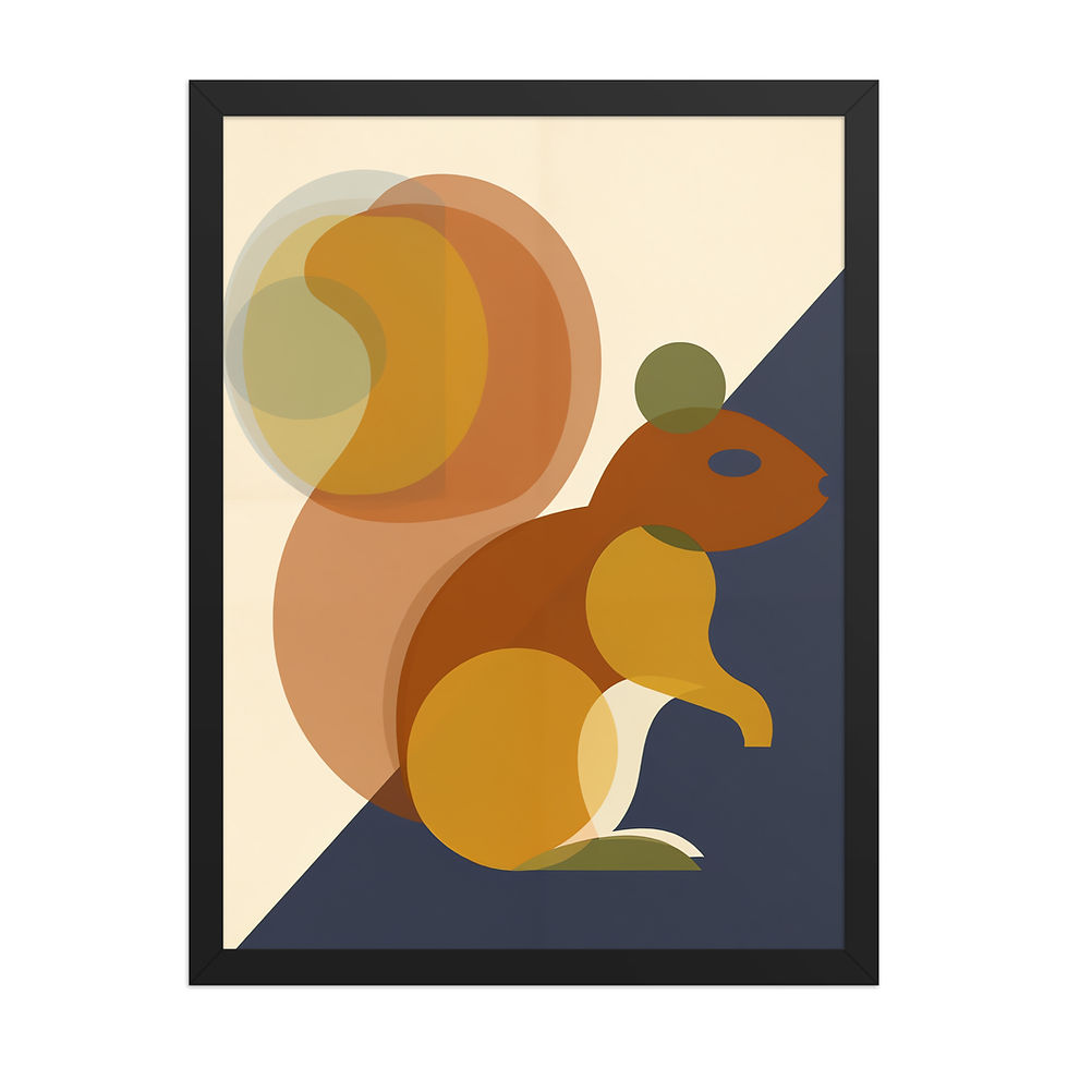 Thumbnail: Geometric Squirrel Mid-century Modern Art Print