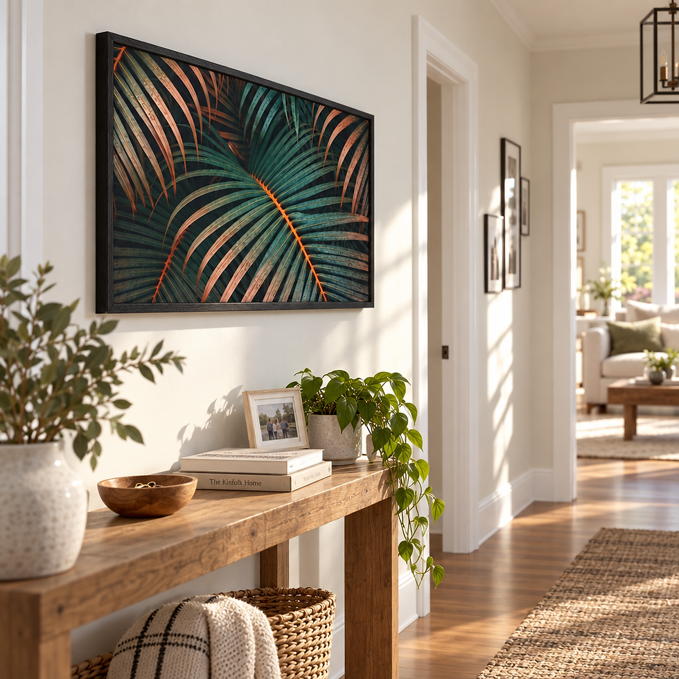 Thumbnail: Copper-Vein Palm Fronds – Dark Tropical Rain Drop Print