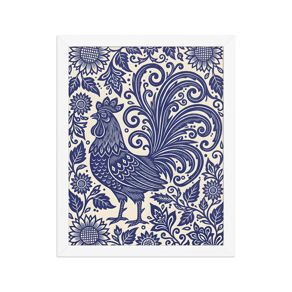 Thumbnail: Blue Rooster Chinoiserie Style Wall Art