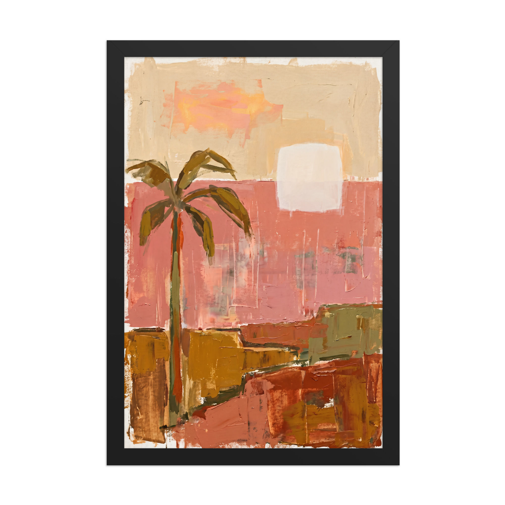 Abstract Desert Palm Landscape Framed Wall Art