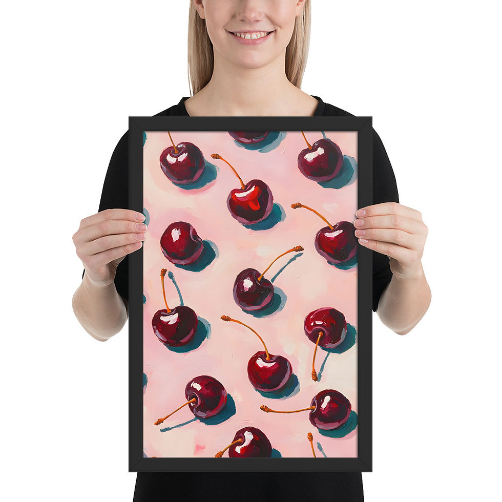 Thumbnail: Painterly Cherries Framed Eclectic Framed Wall Art