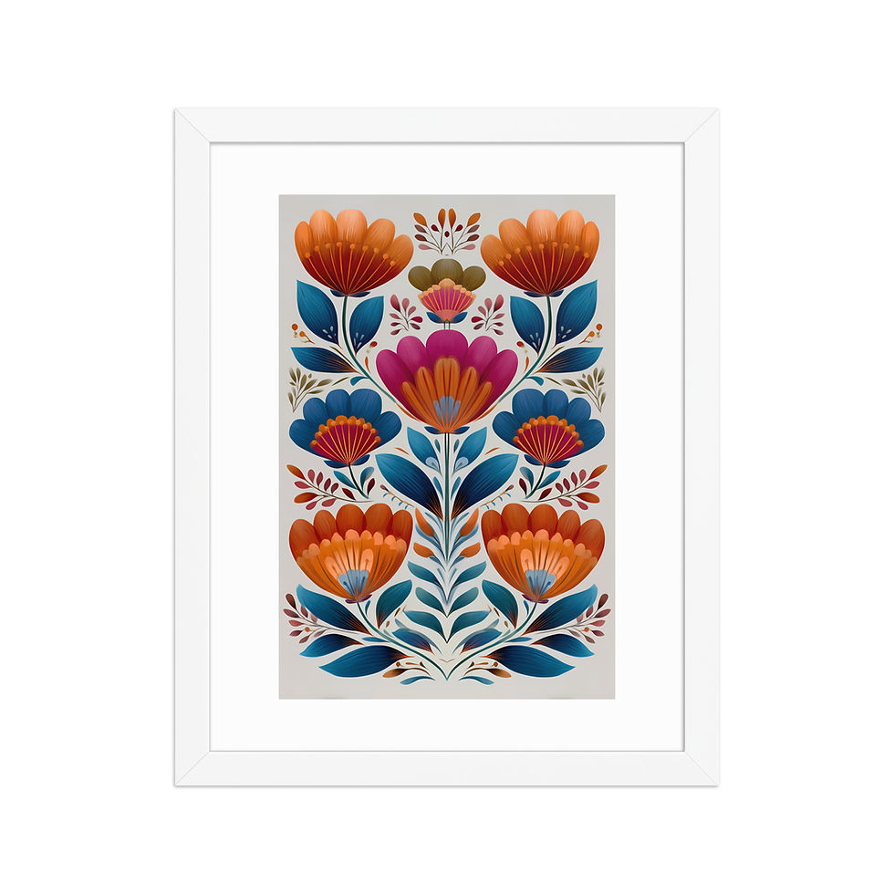 Thumbnail: Scandinavian Folk Art Prints - Botanical Wall Decor for Home