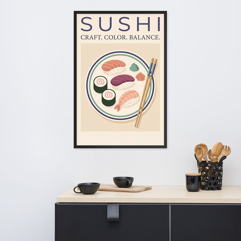 Thumbnail: Vintage Sushi Art Print Framed Wall Decor
