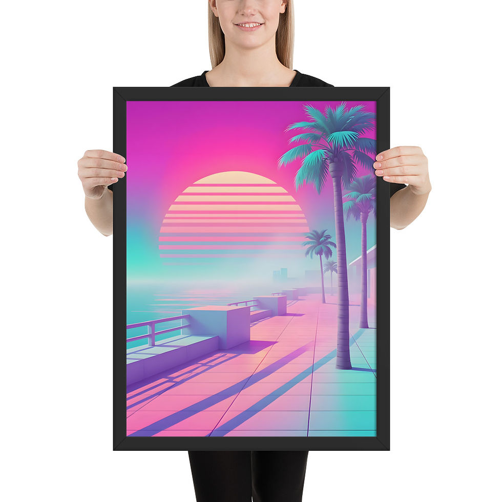 Thumbnail: Synth City Sunset Retro Art Print