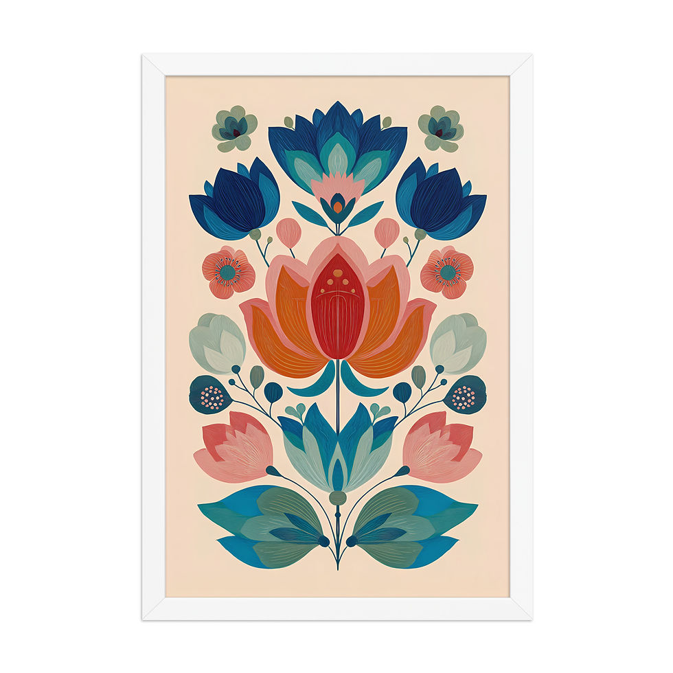 Thumbnail: Scandinavian Folk Art Prints - Botanical Wall Decor for Home