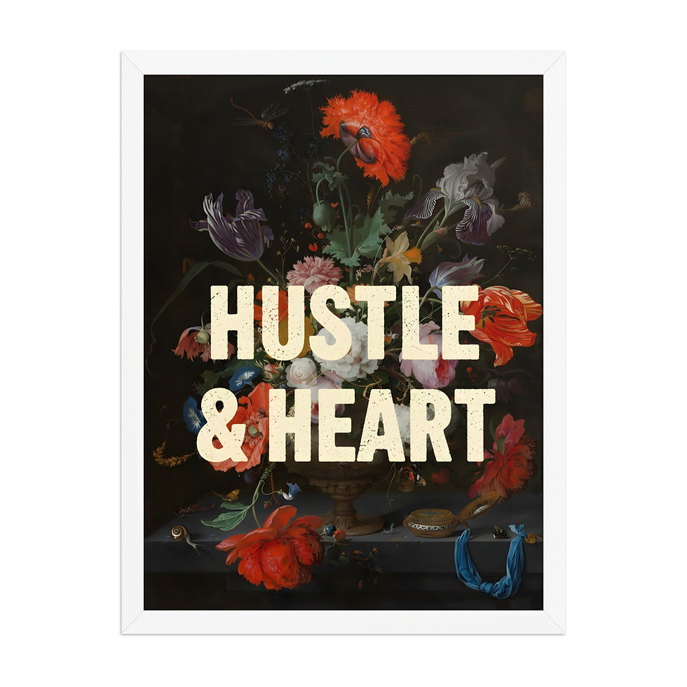 Thumbnail: Hustle and Heart Motivational Framed Print