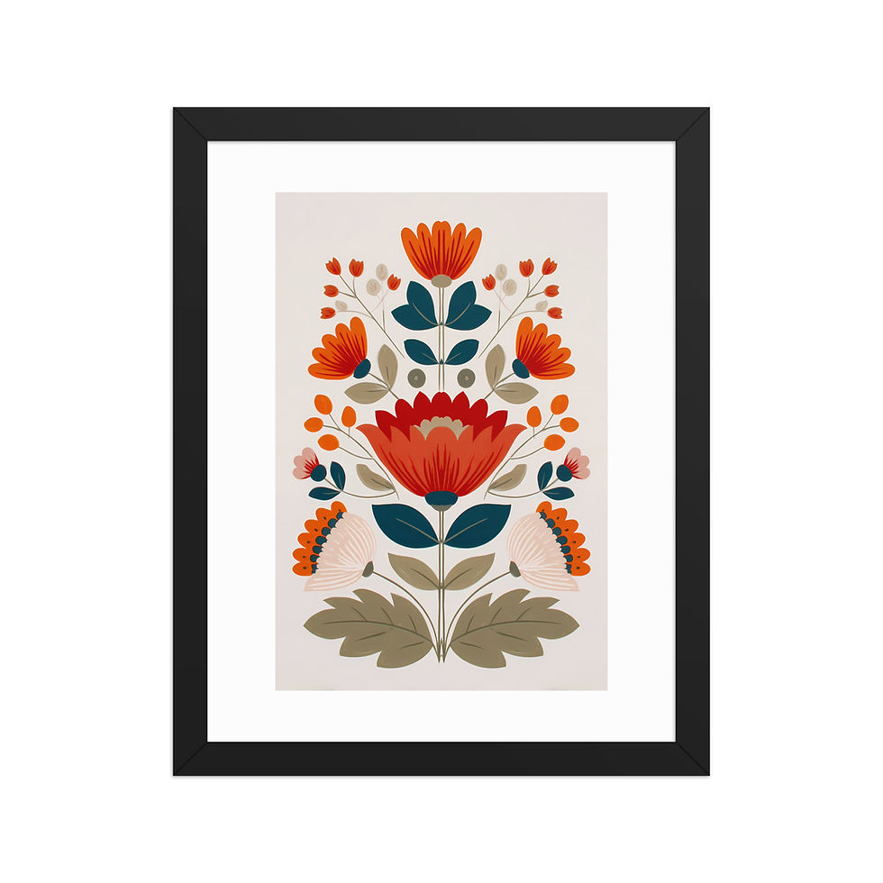 Thumbnail: Botanical Folk Wall Art - Scandinavian Charm for Your Space
