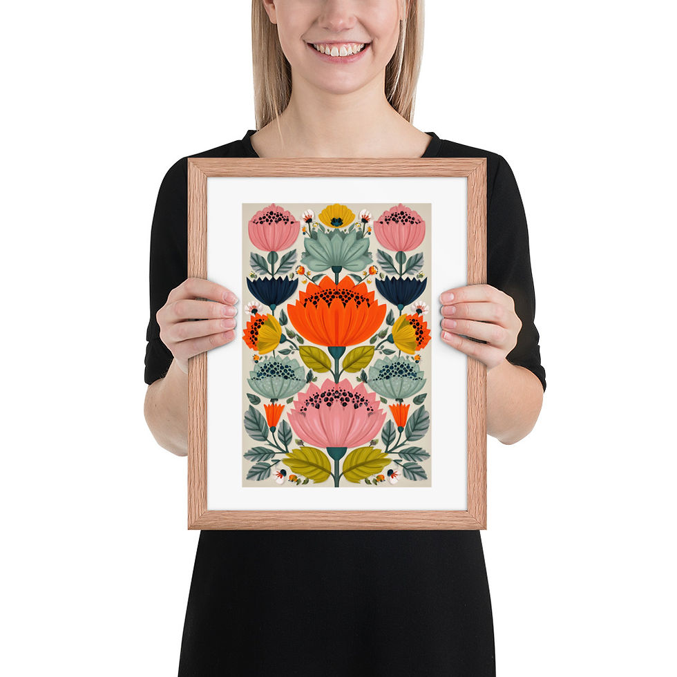 Thumbnail: Folk Style Scandinavian Botanical Prints - Elegant Wall Art