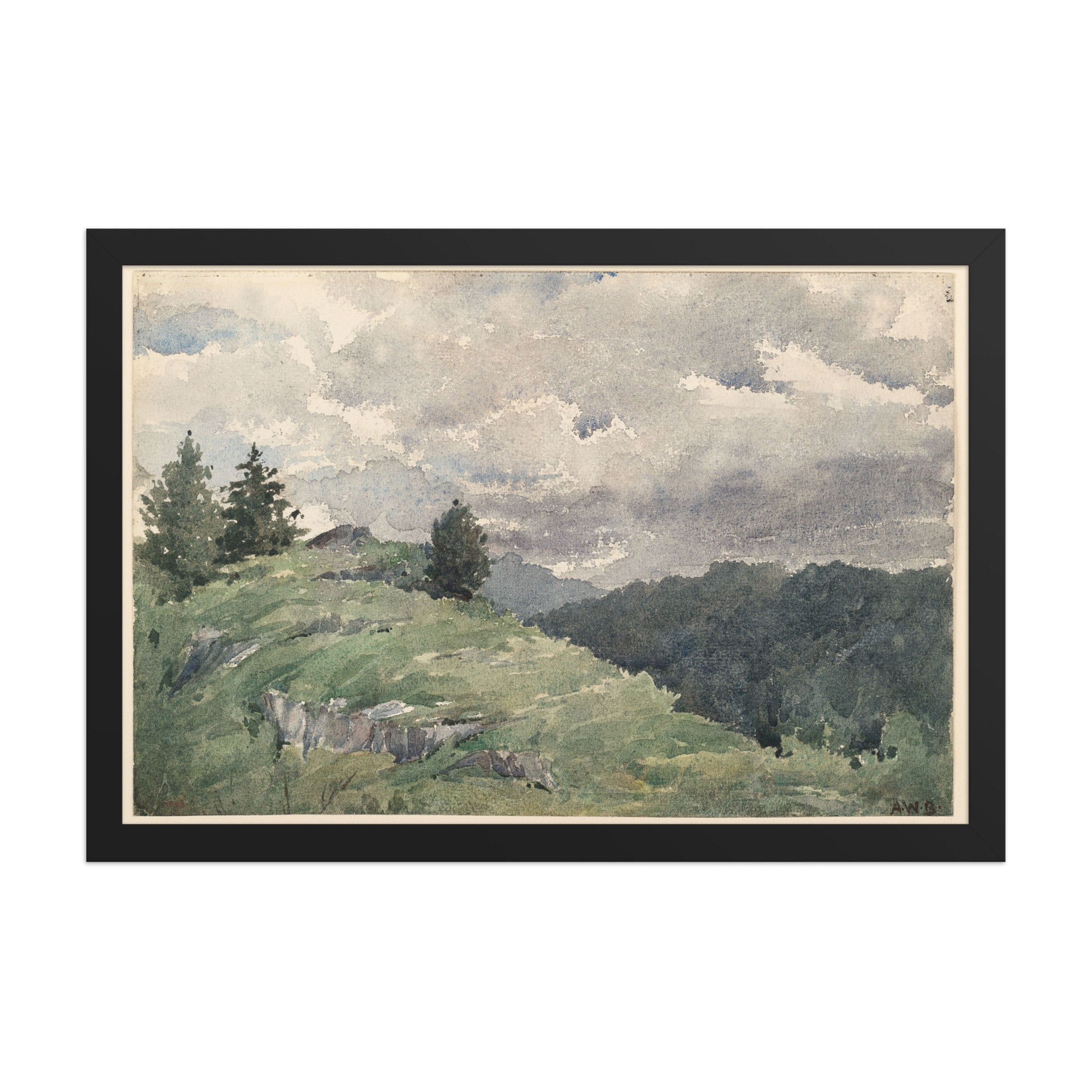 Green Hills Vintage Wall Art Print