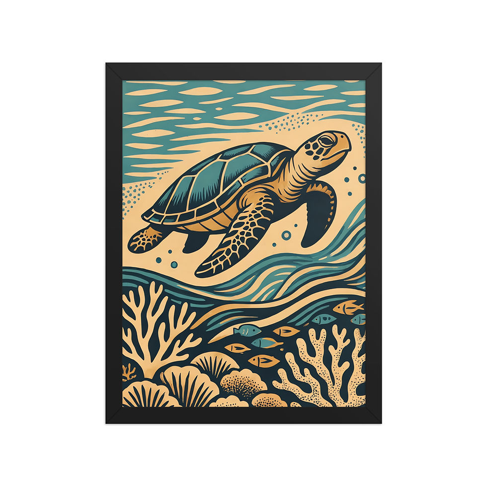 Thumbnail: Sea Turtle and Coral Coastal Wall Art